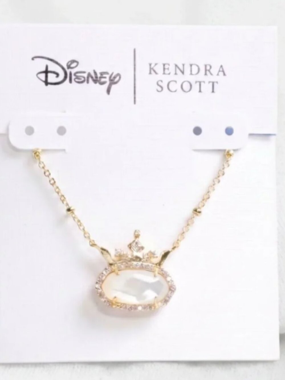 Disney x Kendra Scott Crown White Mother of Pearl Pendant Gold Necklace